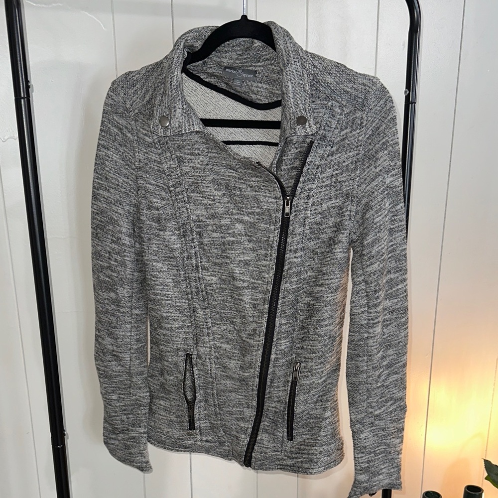 Market & Spruce Gray Textured Utility Jacket